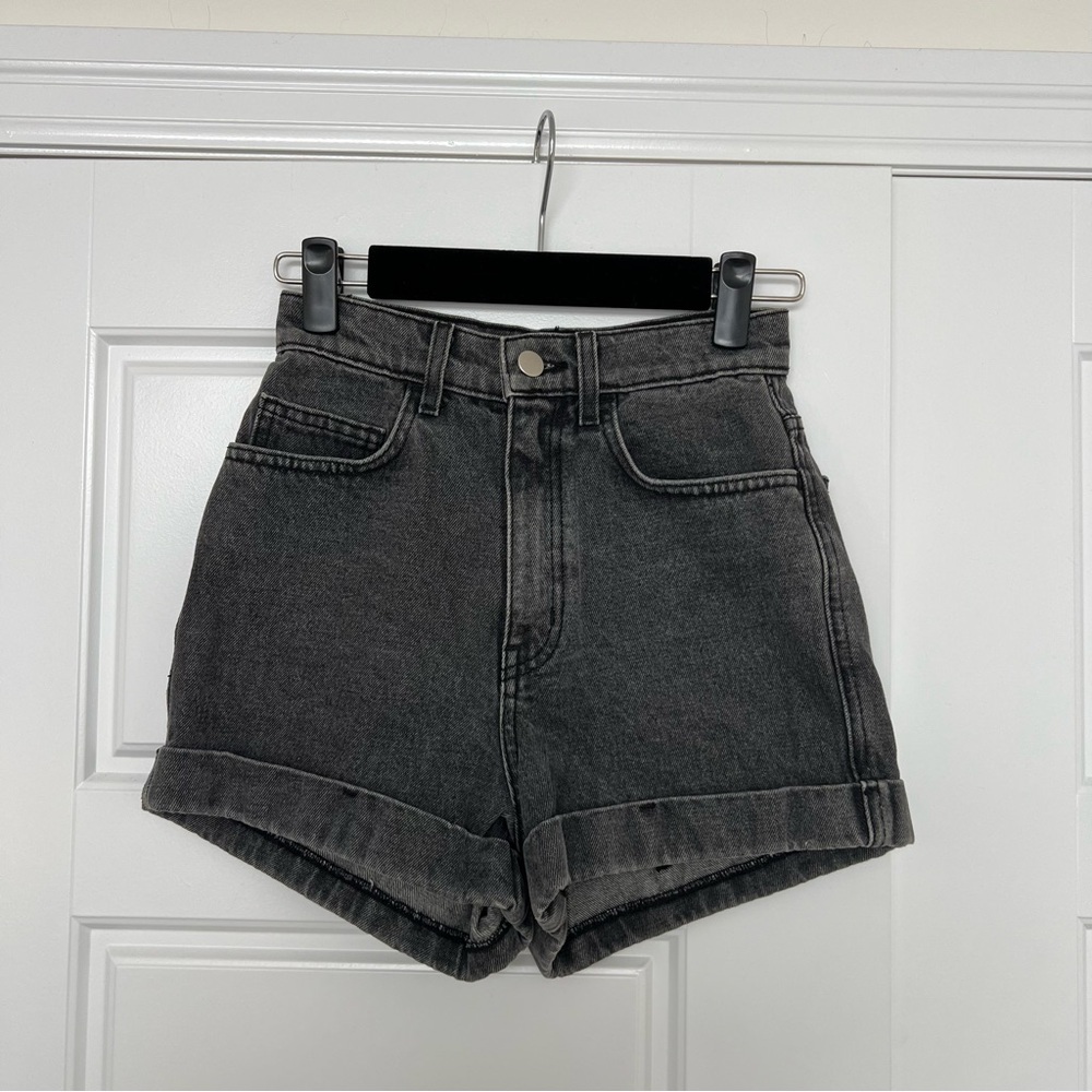 American Apparel High Waist Black Denim Shorts